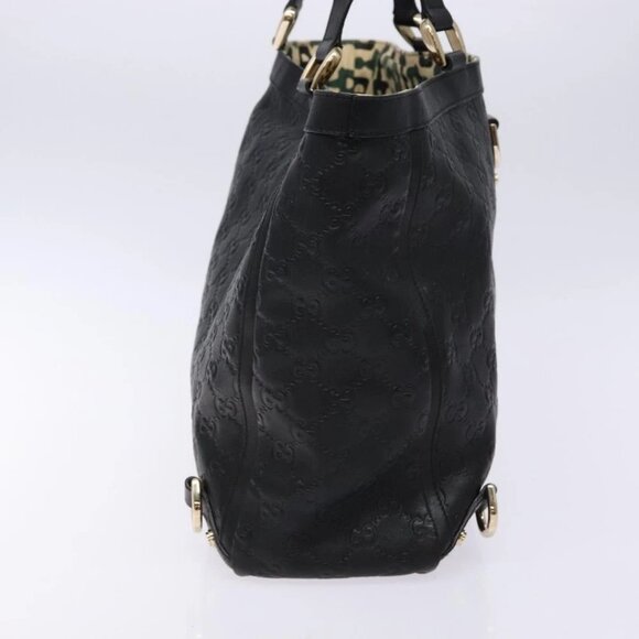 GUCCI GG Canvas Guccissima Tote Bag Leather Black Gold - Picture 5 of 15
